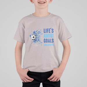 Soccer Lover T Shirt For Kid Life's About Goals And Assists Coach TS11 Ice Gray Print Your Wear
