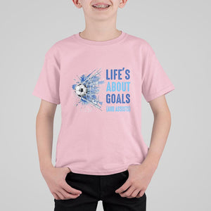 Soccer Lover T Shirt For Kid Life's About Goals And Assists Coach TS11 Light Pink Print Your Wear