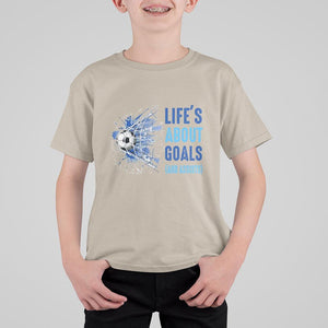 Soccer Lover T Shirt For Kid Life's About Goals And Assists Coach TS11 Sand Print Your Wear