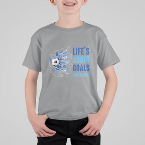Soccer Lover T Shirt For Kid Life's About Goals And Assists Coach TS11 Sport Gray Print Your Wear