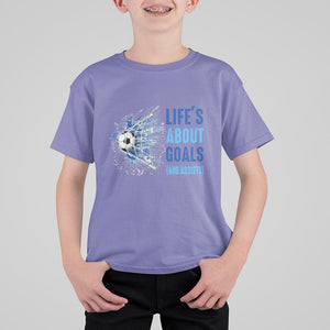 Soccer Lover T Shirt For Kid Life's About Goals And Assists Coach TS11 Violet Print Your Wear