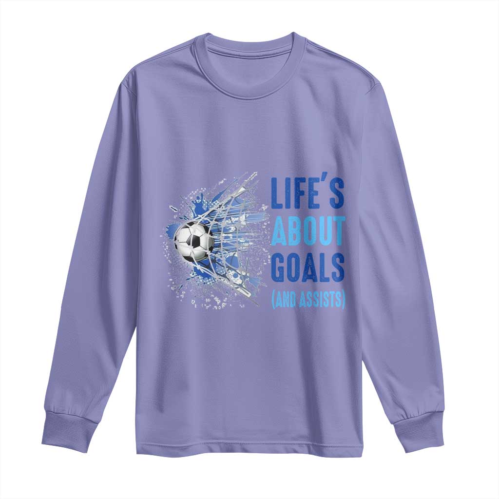 Soccer Lover Long Sleeve Shirt Life's About Goals And Assists Coach TS11 Violet Print Your Wear
