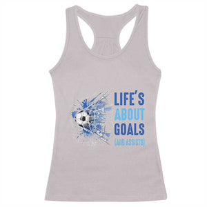 Soccer Lover Racerback Tank Top Life's About Goals And Assists Coach TS11 Ice Gray Print Your Wear