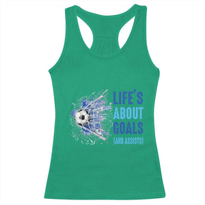 Soccer Lover Racerback Tank Top Life's About Goals And Assists Coach TS11 Irish Green Print Your Wear