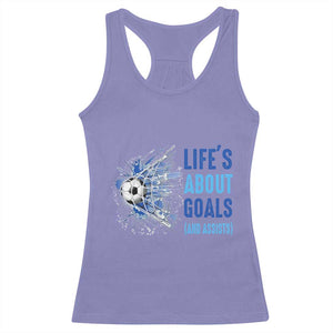 Soccer Lover Racerback Tank Top Life's About Goals And Assists Coach TS11 Violet Print Your Wear