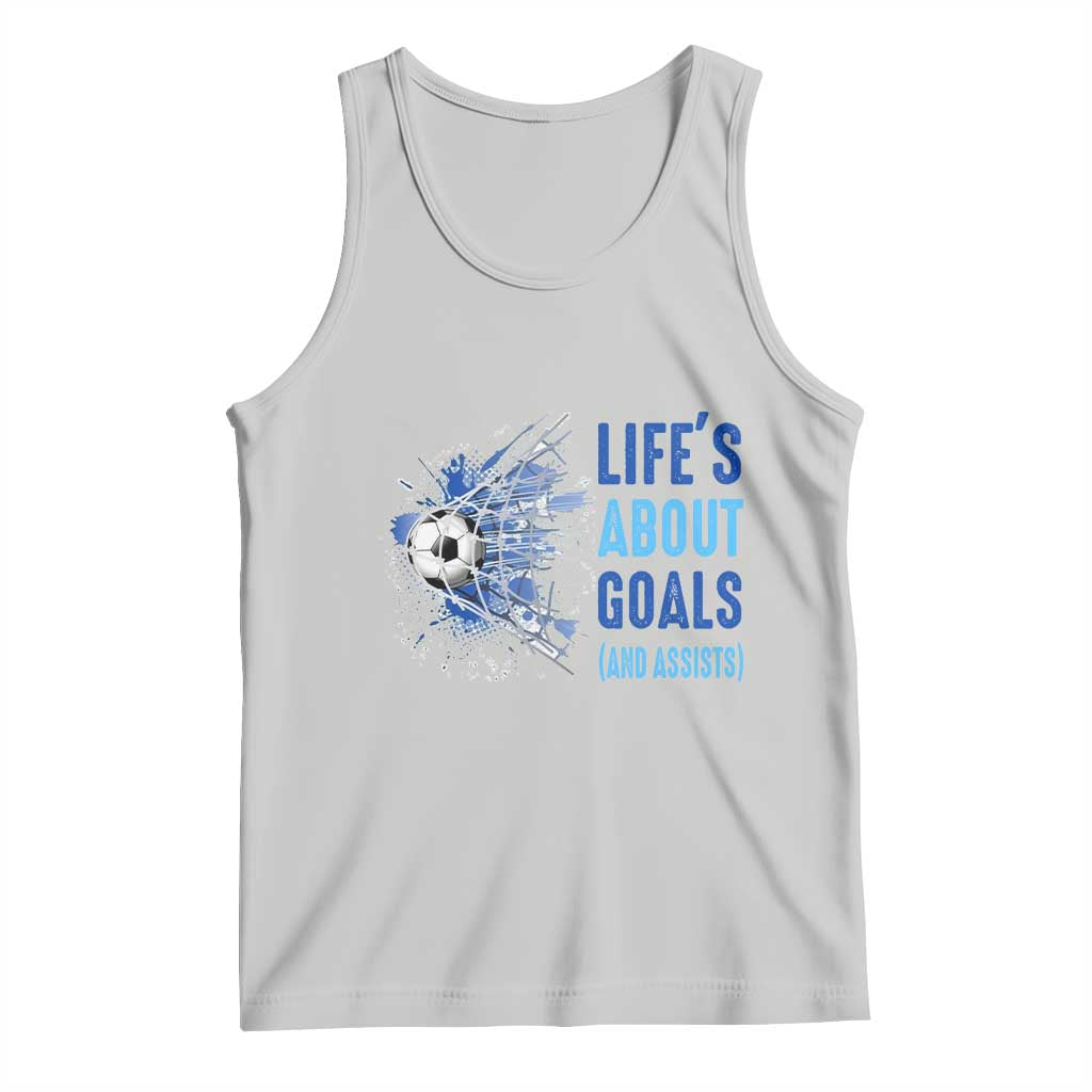 Soccer Lover Tank Top Life's About Goals And Assists Coach TS11 Ash Print Your Wear