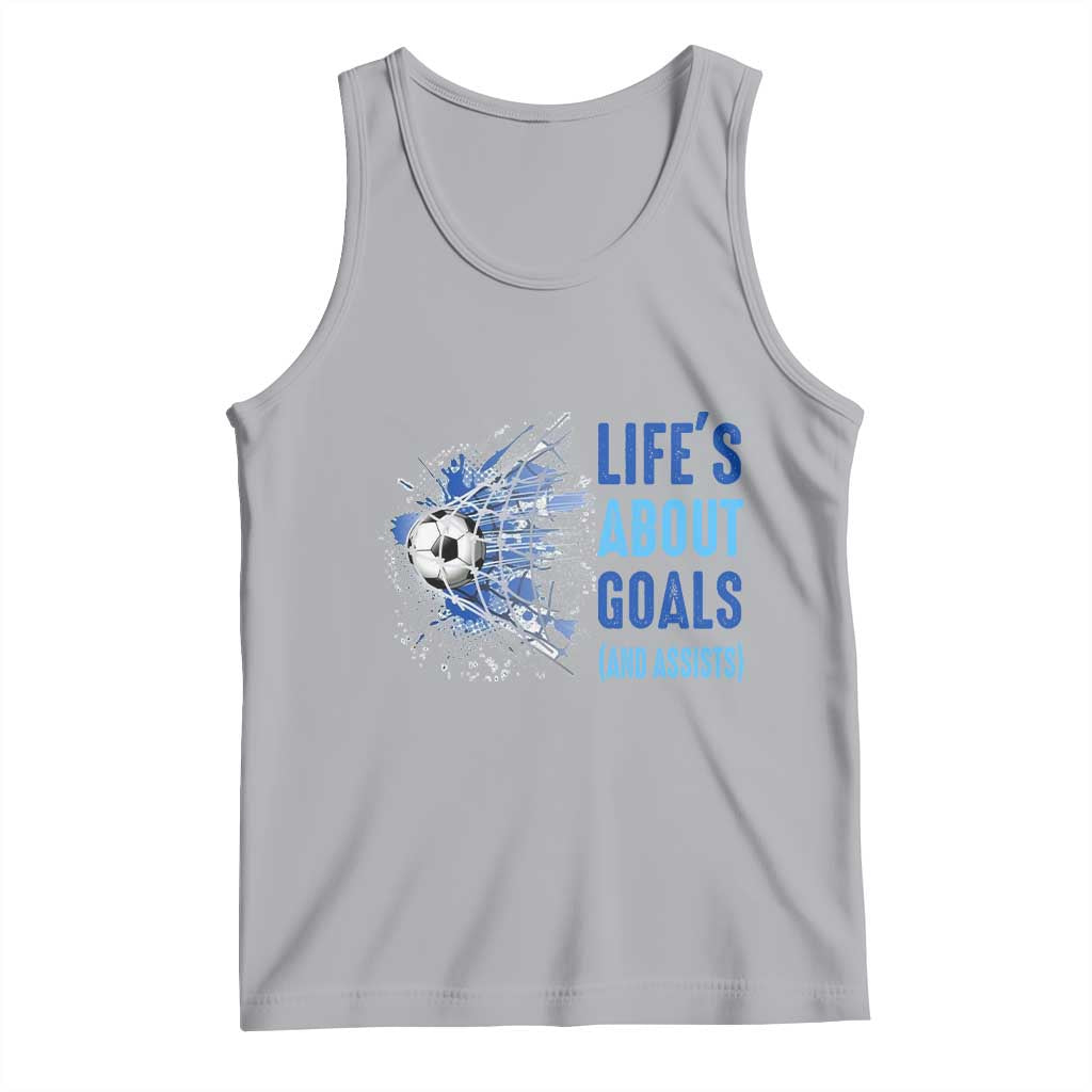 Soccer Lover Tank Top Life's About Goals And Assists Coach TS11 Athletic Heather Print Your Wear