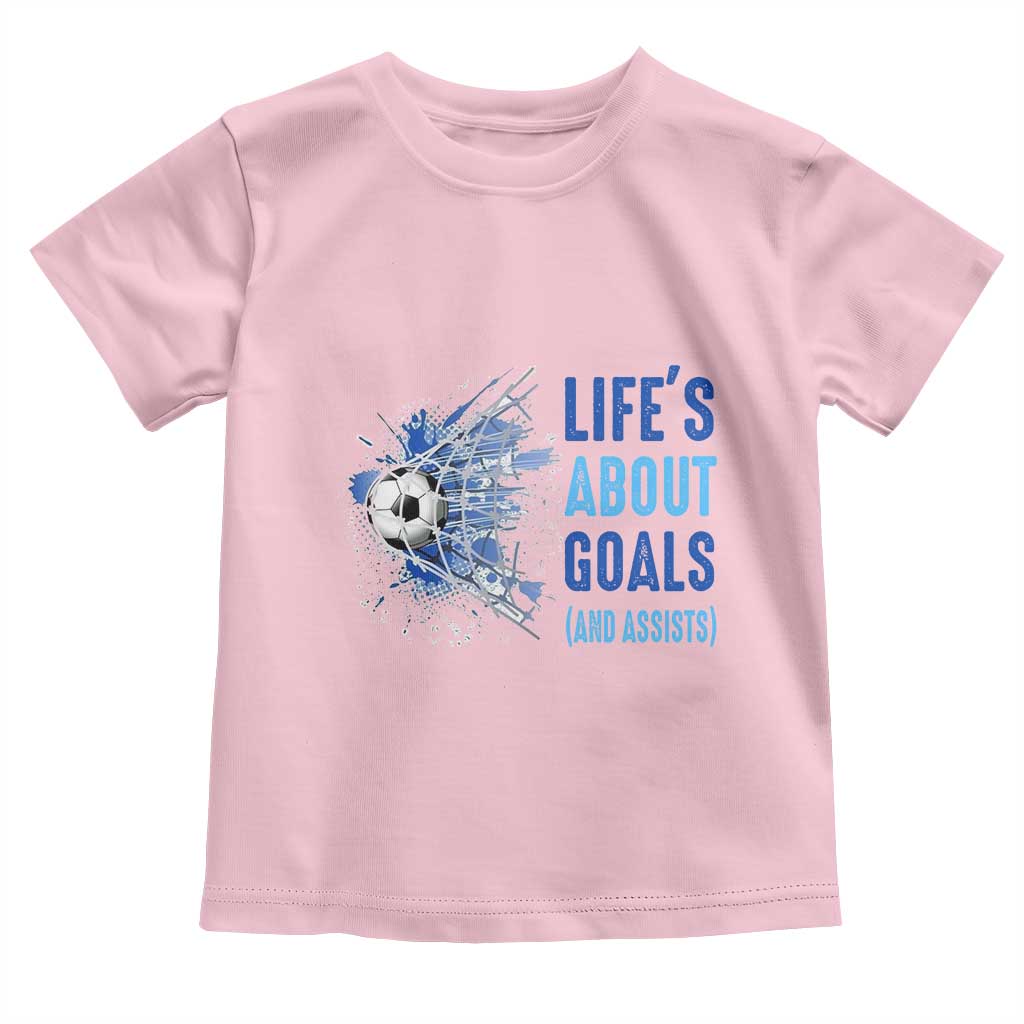 Soccer Lover Toddler T Shirt Life's About Goals And Assists Coach TS11 Light Pink Print Your Wear