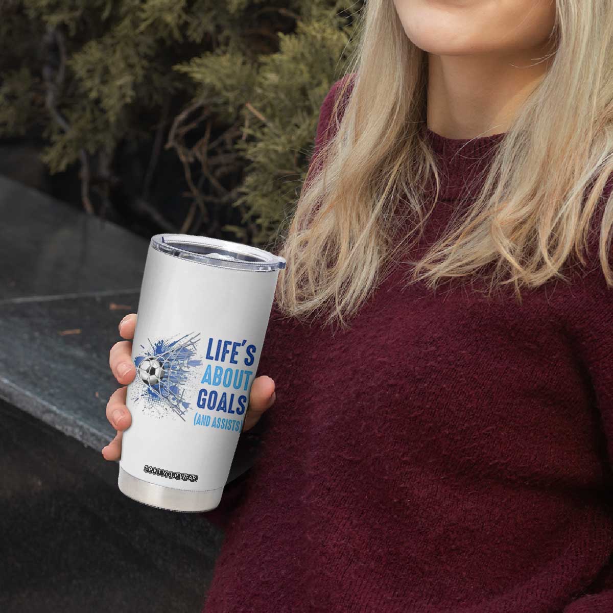 Soccer Lover Tumbler Cup Life's About Goals And Assists Coach TS11 Print Your Wear