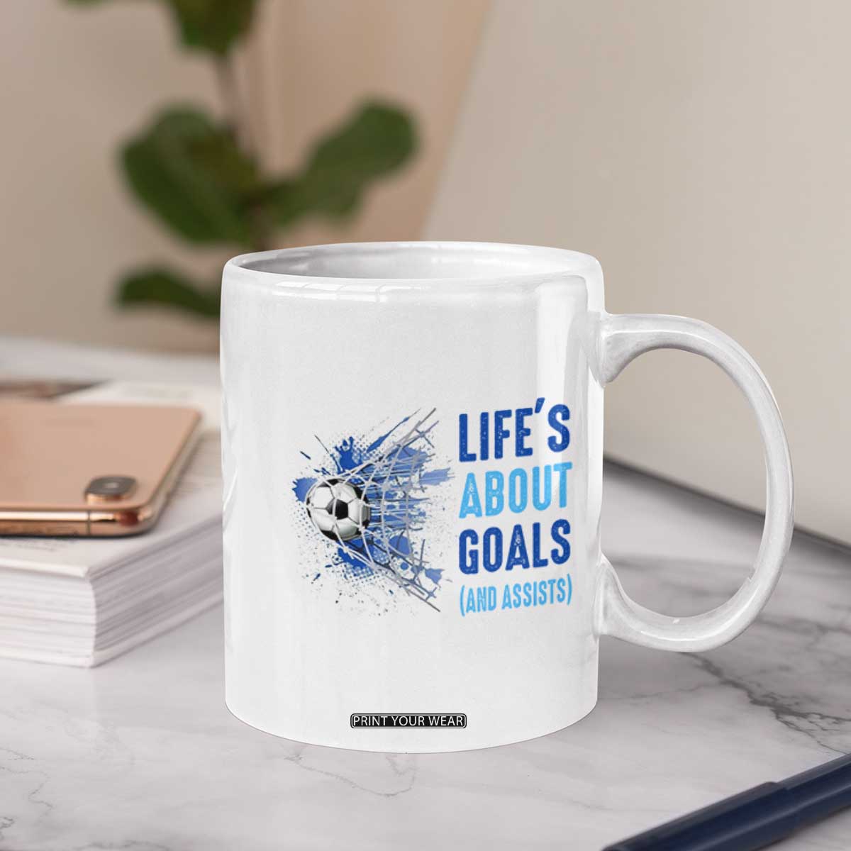 Soccer Lover Coffee Mug Life's About Goals And Assists Coach TS11 Print Your Wear