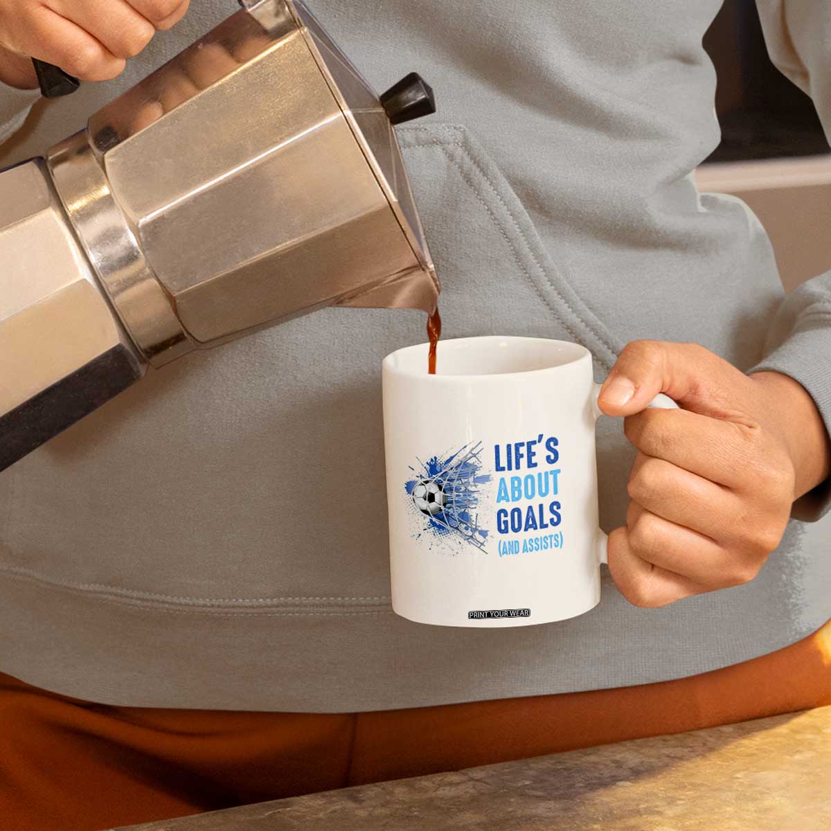 Soccer Lover Coffee Mug Life's About Goals And Assists Coach TS11 Print Your Wear