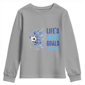 Soccer Lover Youth Sweatshirt Life's About Goals And Assists Coach TS11 Sport Gray Print Your Wear