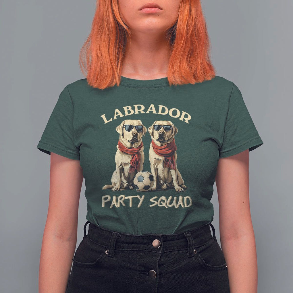Labrador Retriever Dog T Shirt For Women Black Labrador Party Squad Love TS11 Dark Forest Green Print Your Wear
