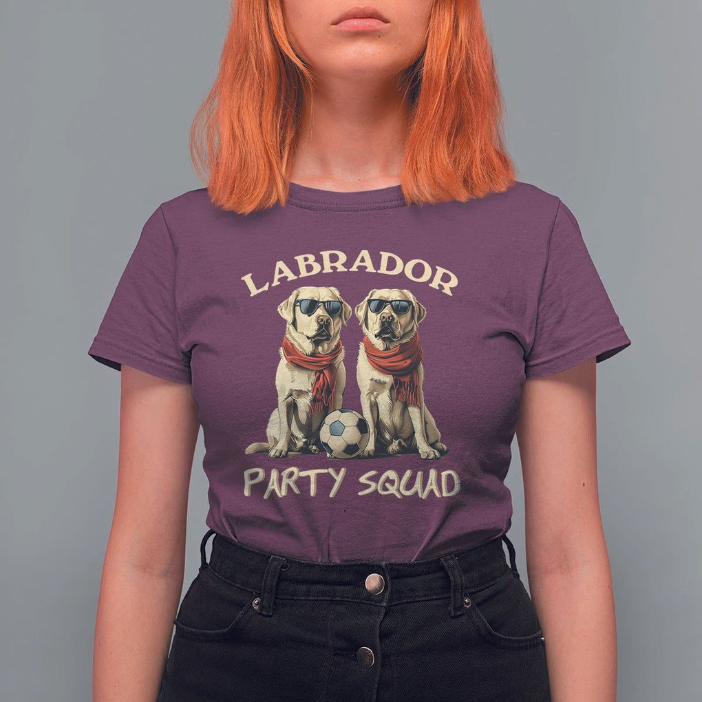 Labrador Retriever Dog T Shirt For Women Black Labrador Party Squad Love TS11 Maroon Print Your Wear