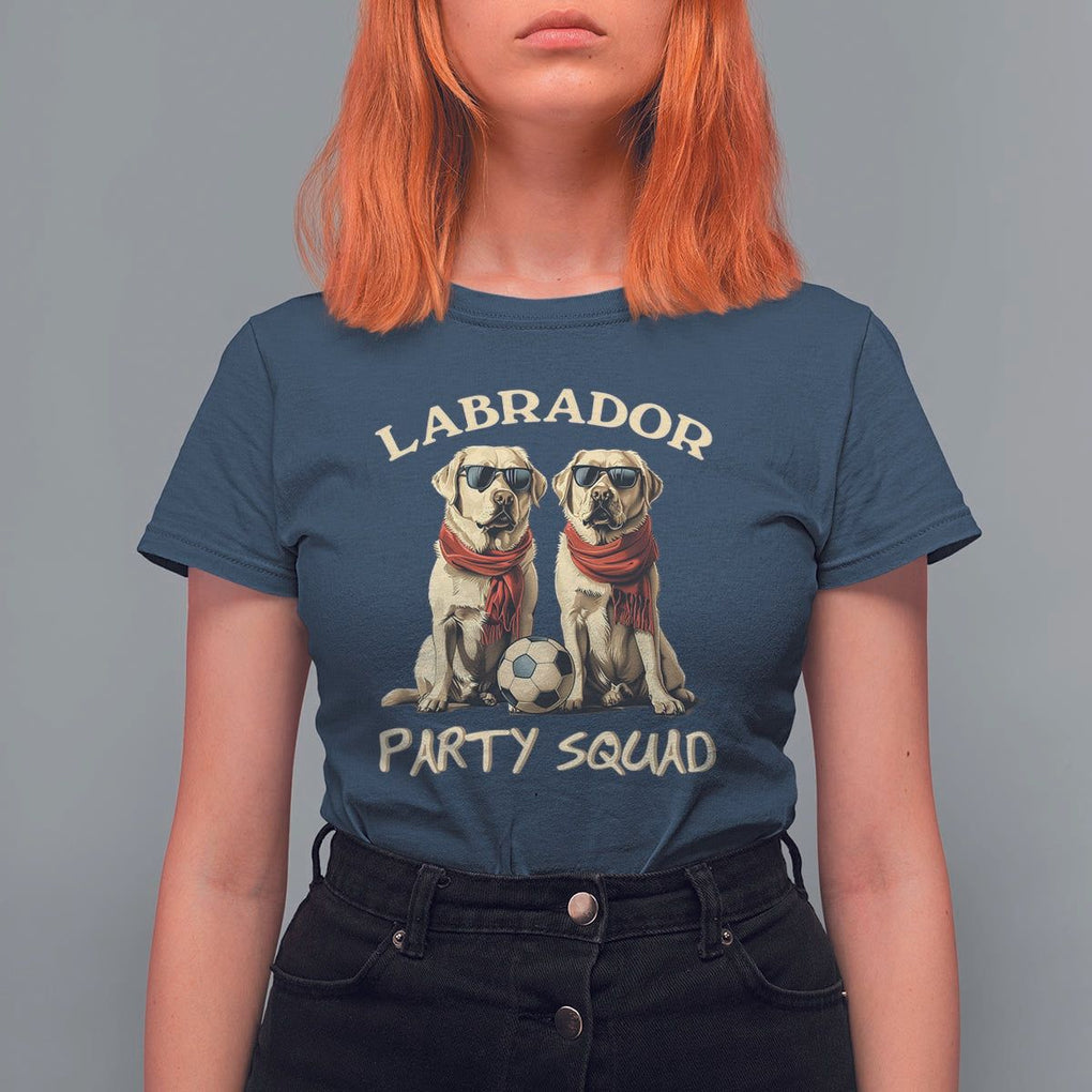 Labrador Retriever Dog T Shirt For Women Black Labrador Party Squad Love TS11 Navy Print Your Wear