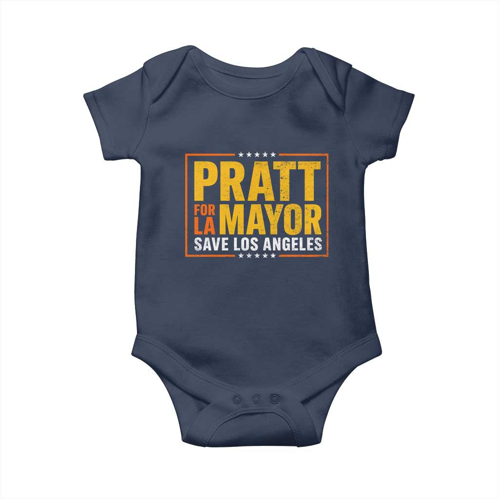 Pratt For Mayor Save Los Angeles Baby Onesie Spencer Supporter TS11 Navy Print Your Wear