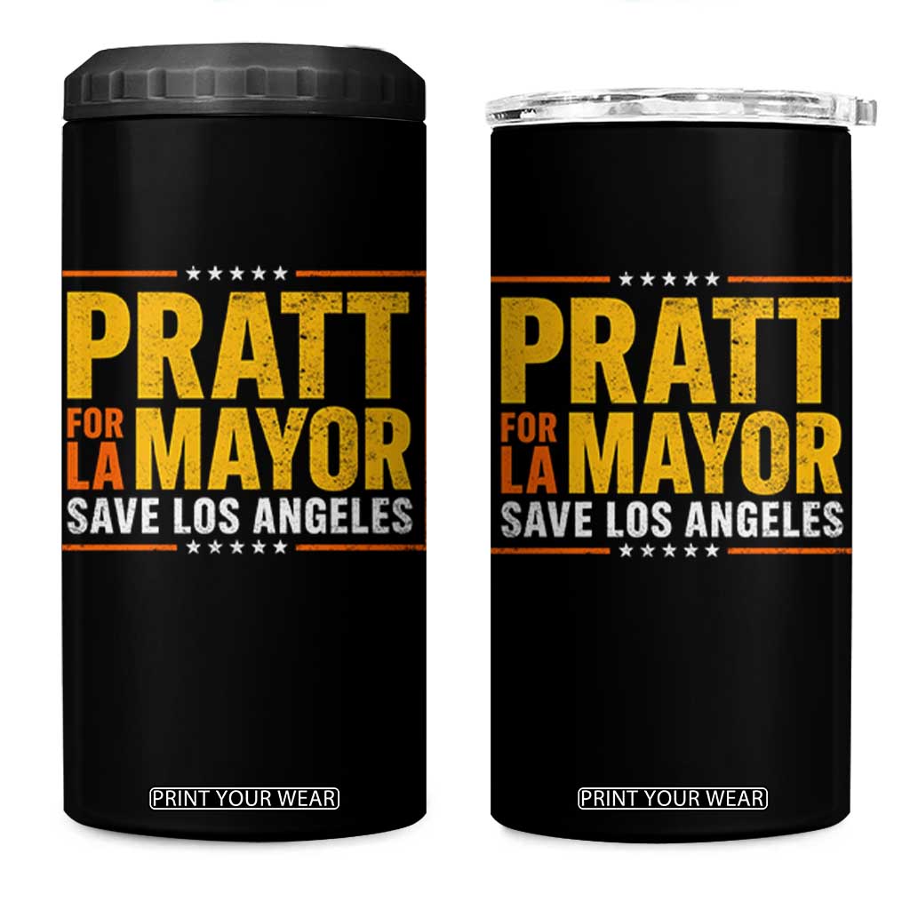 Pratt For Mayor Save Los Angeles 4 in 1 Can Cooler Tumbler Spencer Supporter TS11 One Size: 16 oz Black Print Your Wear
