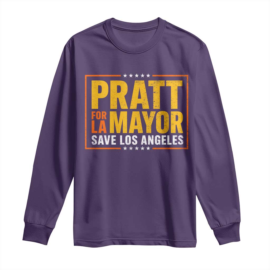 Pratt For Mayor Save Los Angeles Long Sleeve Shirt Spencer Supporter TS11 Purple Print Your Wear