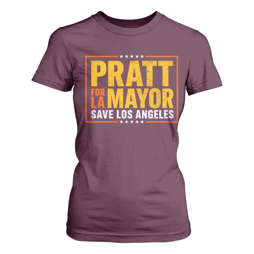 Pratt For Mayor Save Los Angeles T Shirt For Women Spencer Supporter TS11 Maroon Print Your Wear