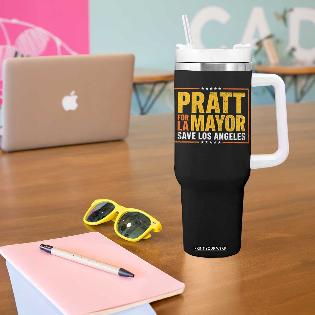 Pratt For Mayor Save Los Angeles Tumbler With Handle Spencer Supporter TS11 Print Your Wear