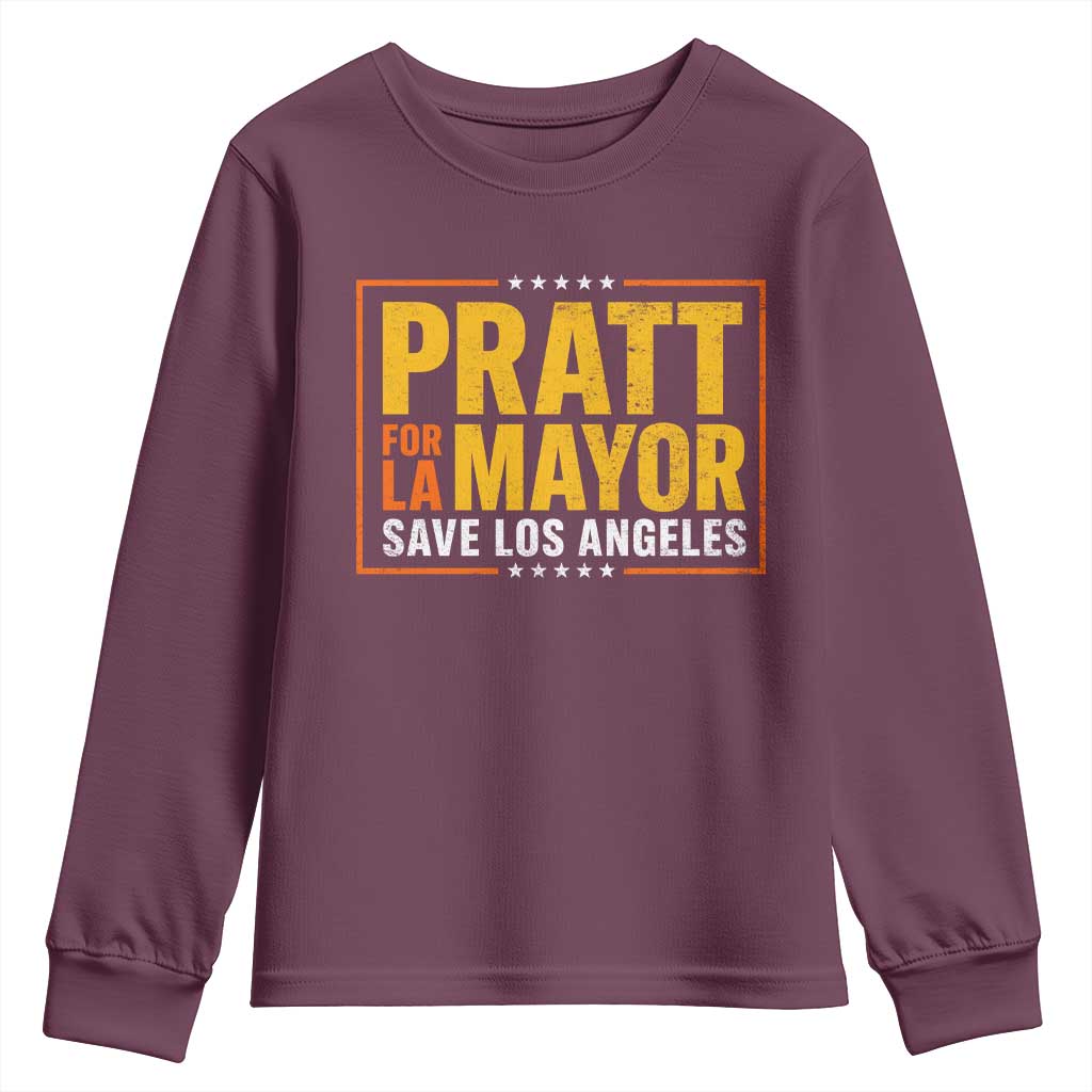 Pratt For Mayor Save Los Angeles Youth Sweatshirt Spencer Supporter TS11 Maroon Print Your Wear
