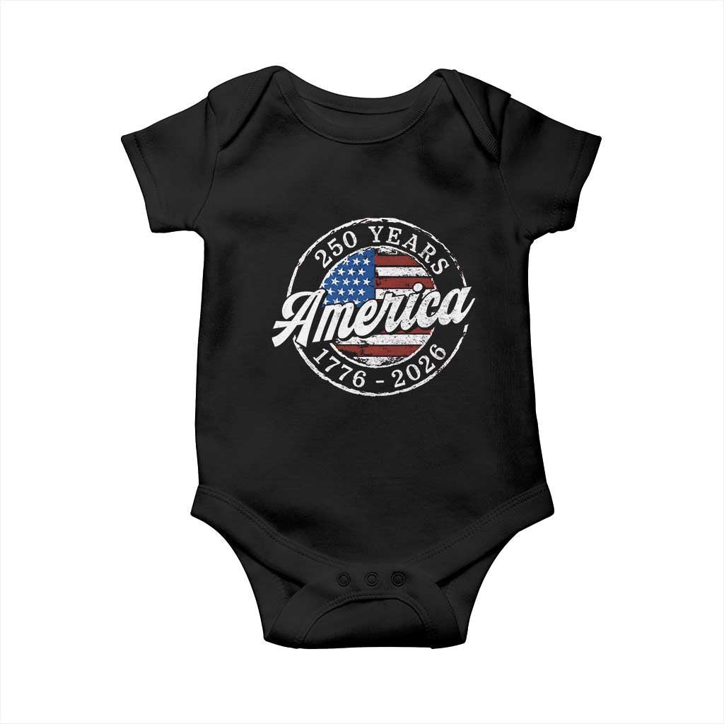 America 250 Years 1776 2026 Baby Onesie 250th Anniversary USA Vintage USA Flag TS11 Black Print Your Wear