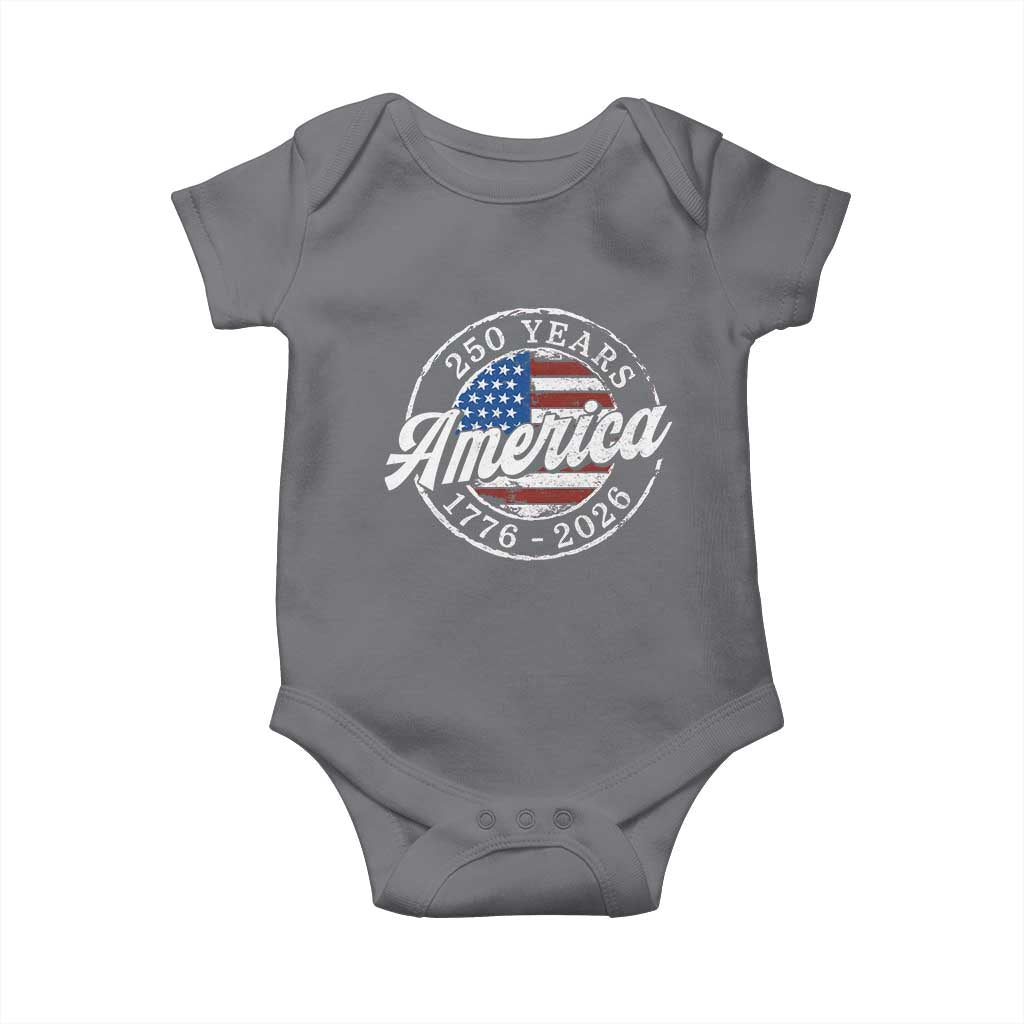America 250 Years 1776 2026 Baby Onesie 250th Anniversary USA Vintage USA Flag TS11 Charcoal Print Your Wear
