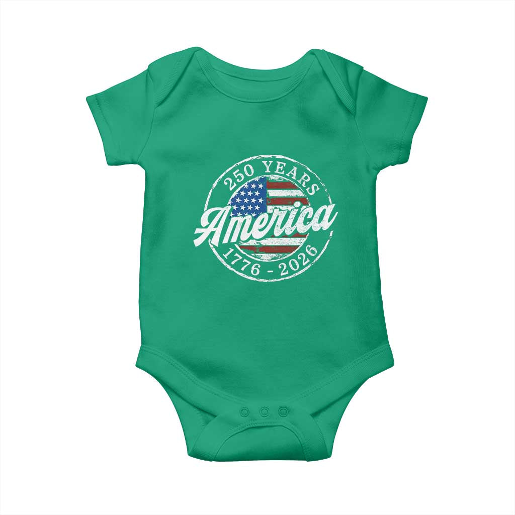 America 250 Years 1776 2026 Baby Onesie 250th Anniversary USA Vintage USA Flag TS11 Irish Green Print Your Wear