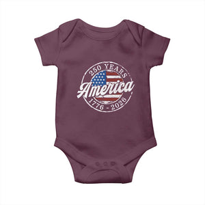 America 250 Years 1776 2026 Baby Onesie 250th Anniversary USA Vintage USA Flag TS11 Maroon Print Your Wear