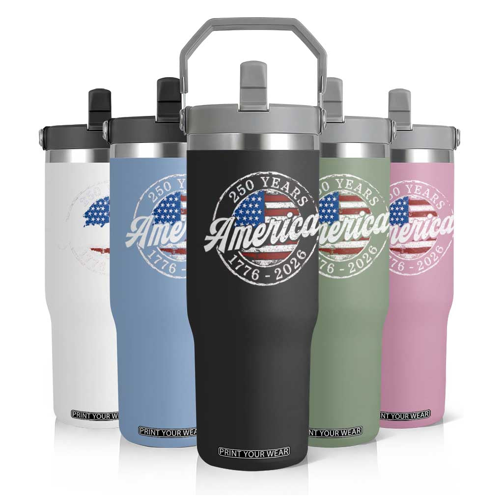 America 250 Years 1776 2026 Flip Straw Tumbler 250th Anniversary USA Vintage USA Flag TS11 Print Your Wear