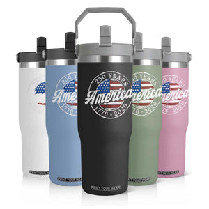 America 250 Years 1776 2026 Flip Straw Tumbler 250th Anniversary USA Vintage USA Flag TS11 Print Your Wear