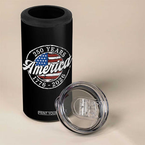 America 250 Years 1776 2026 4 in 1 Can Cooler Tumbler 250th Anniversary USA Vintage USA Flag