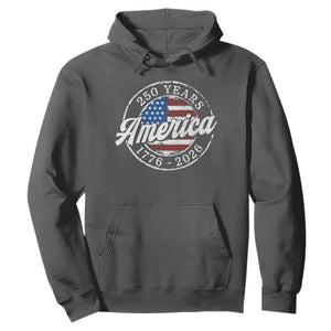 America 250 Years 1776 2026 Hoodie 250th Anniversary USA Vintage USA Flag TS11 Dark Heather Print Your Wear