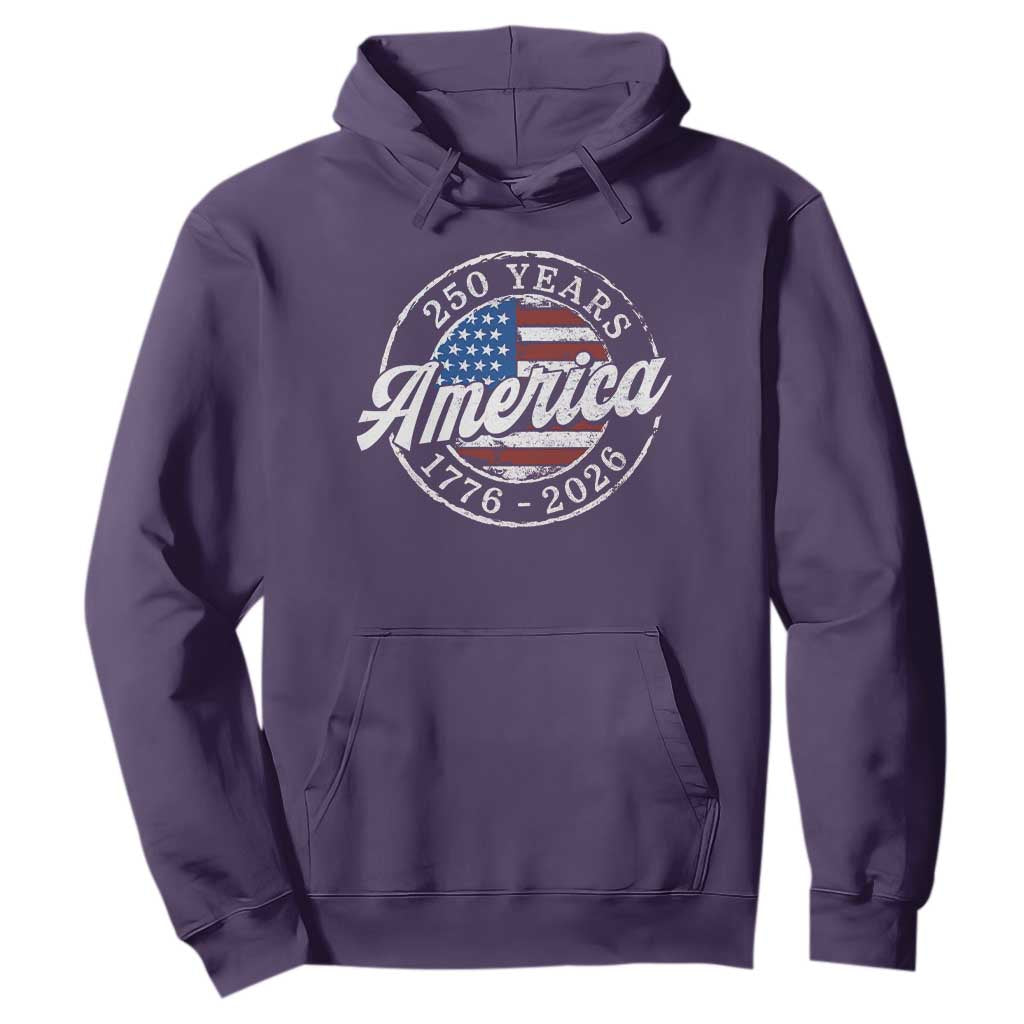 America 250 Years 1776 2026 Hoodie 250th Anniversary USA Vintage USA Flag TS11 Purple Print Your Wear