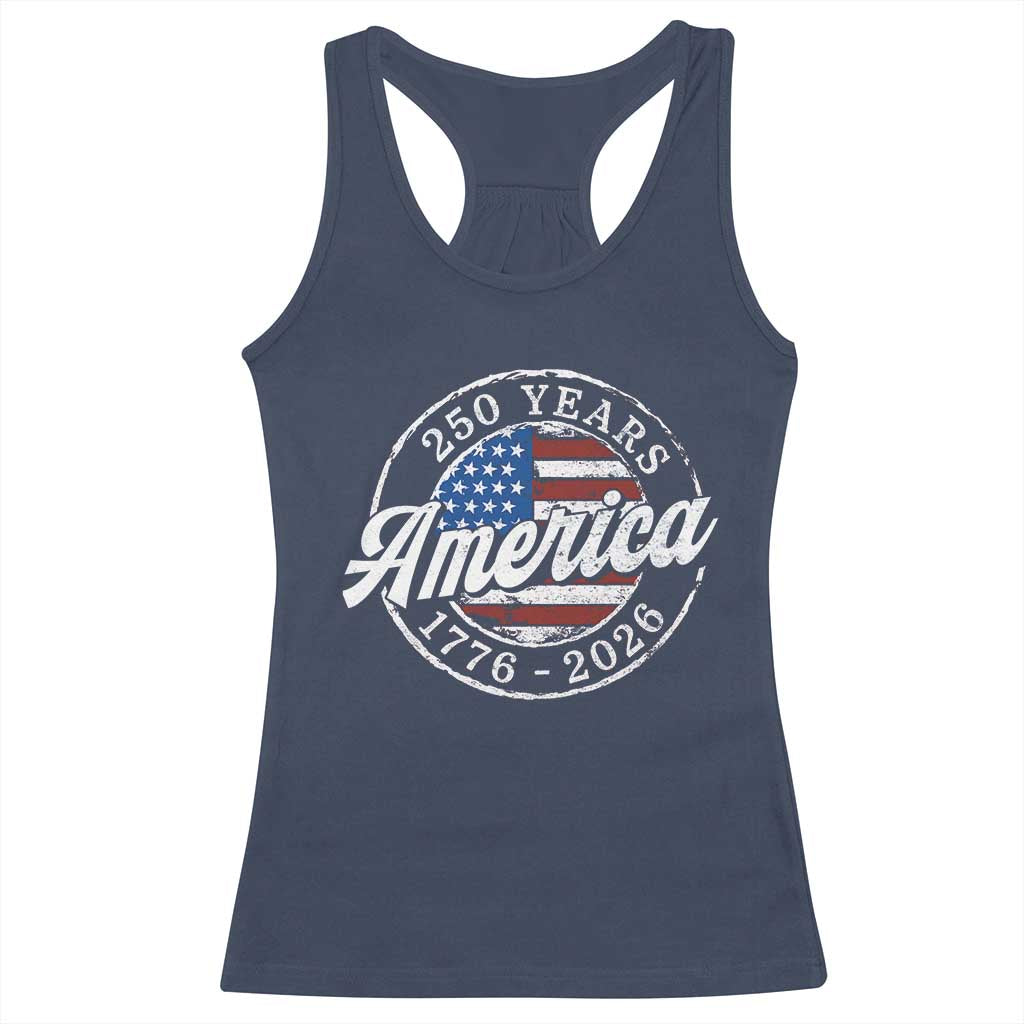 America 250 Years 1776 2026 Racerback Tank Top 250th Anniversary USA Vintage USA Flag