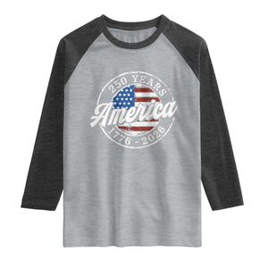 America 250 Years 1776 2026 Raglan Shirt 250th Anniversary USA Vintage USA Flag TS11 Heather Gray Heather Charcoal Print Your Wear
