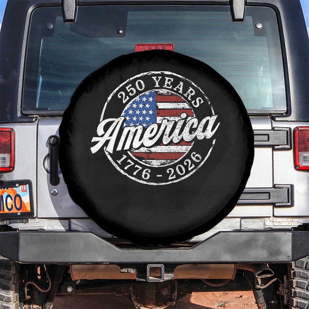America 250 Years 1776 2026 Spare Tire Cover 250th Anniversary USA Vintage USA Flag TS11 No hole Black Print Your Wear