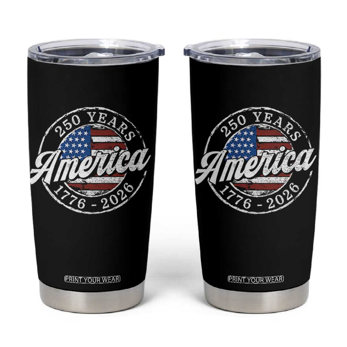 America 250 Years 1776 2026 Tumbler Cup 250th Anniversary USA Vintage USA Flag TS11 Black Print Your Wear