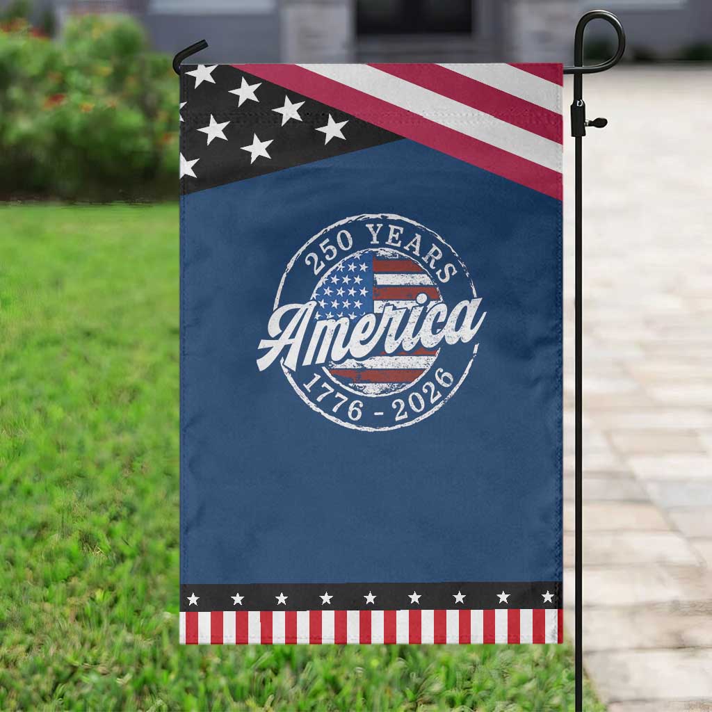 America 250 Years 1776 2026 Patriotic Garden Flag 250th Anniversary USA Vintage USA Flag TS11 Classic Blue Black Print Your Wear
