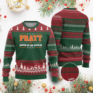 Pratt For Mayor Of Los Angeles Ugly Christmas Sweater LA Mayoral Election US Political TS11 Red Green Print Your Wear