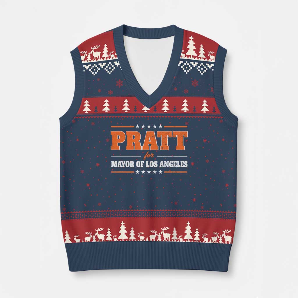 Pratt For Mayor Of Los Angeles V-Neck Knit Sweater Vest LA Mayoral Election US Political TS11 Navy Red Print Your Wear