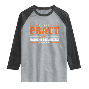 Pratt For Mayor Of Los Angeles Raglan Shirt LA Mayoral Election US Political TS11 Heather Gray Heather Charcoal Print Your Wear