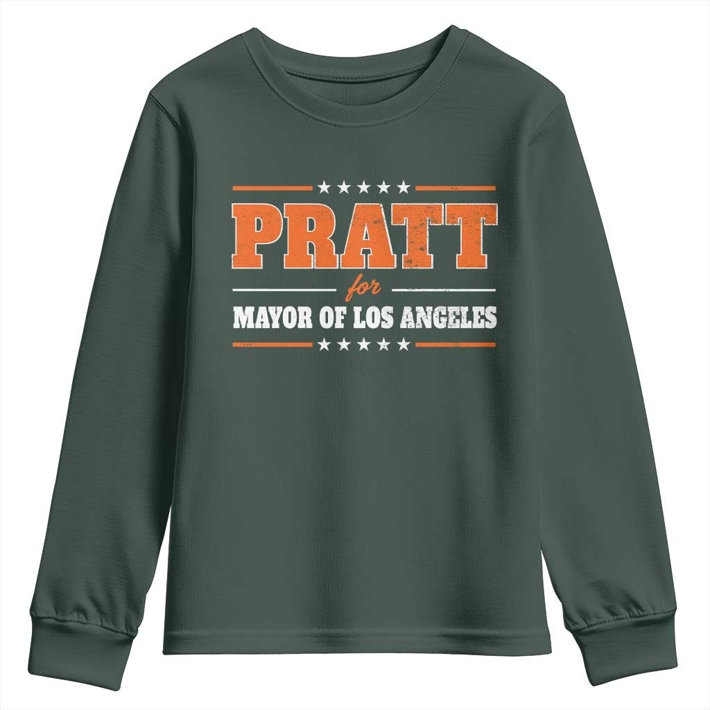 Pratt For Mayor Of Los Angeles Youth Sweatshirt LA Mayoral Election US Political TS11 Dark Forest Green Print Your Wear