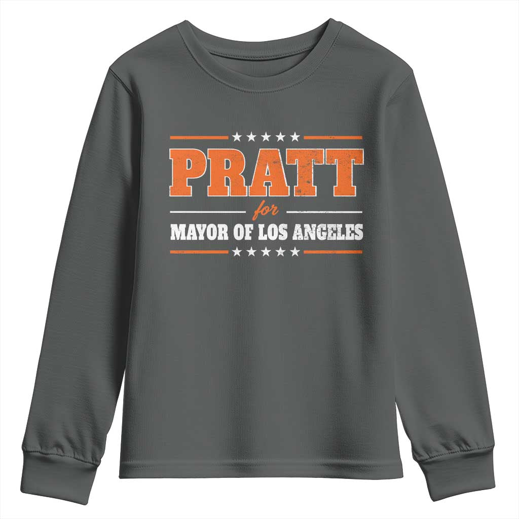 Pratt For Mayor Of Los Angeles Youth Sweatshirt LA Mayoral Election US Political TS11 Dark Heather Print Your Wear