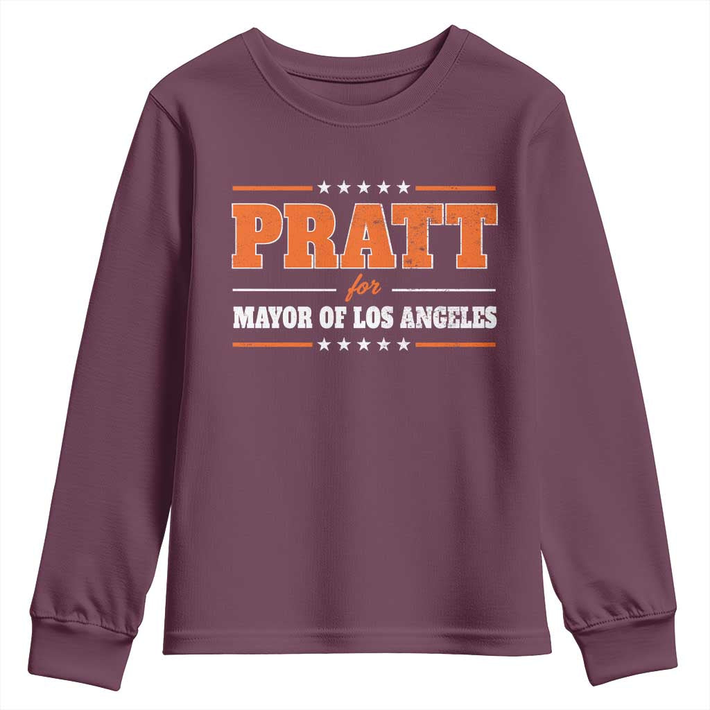 Pratt For Mayor Of Los Angeles Youth Sweatshirt LA Mayoral Election US Political TS11 Maroon Print Your Wear