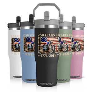 250 Years Of Freedom Motorcycle Patriotic Biker 1776 2026 Flip Straw Tumbler