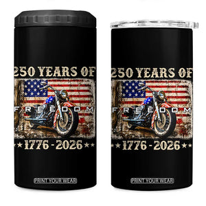 250 Years Of Freedom Motorcycle Patriotic Biker 1776 2026 4 in 1 Can Cooler Tumbler TS11 One Size: 16 oz Black Print Your Wear