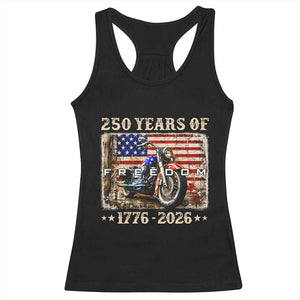 250 Years Of Freedom Motorcycle Patriotic Biker 1776 2026 Racerback Tank Top