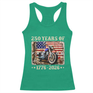 250 Years Of Freedom Motorcycle Patriotic Biker 1776 2026 Racerback Tank Top