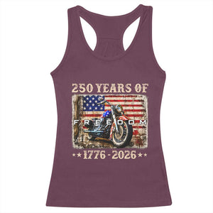 250 Years Of Freedom Motorcycle Patriotic Biker 1776 2026 Racerback Tank Top